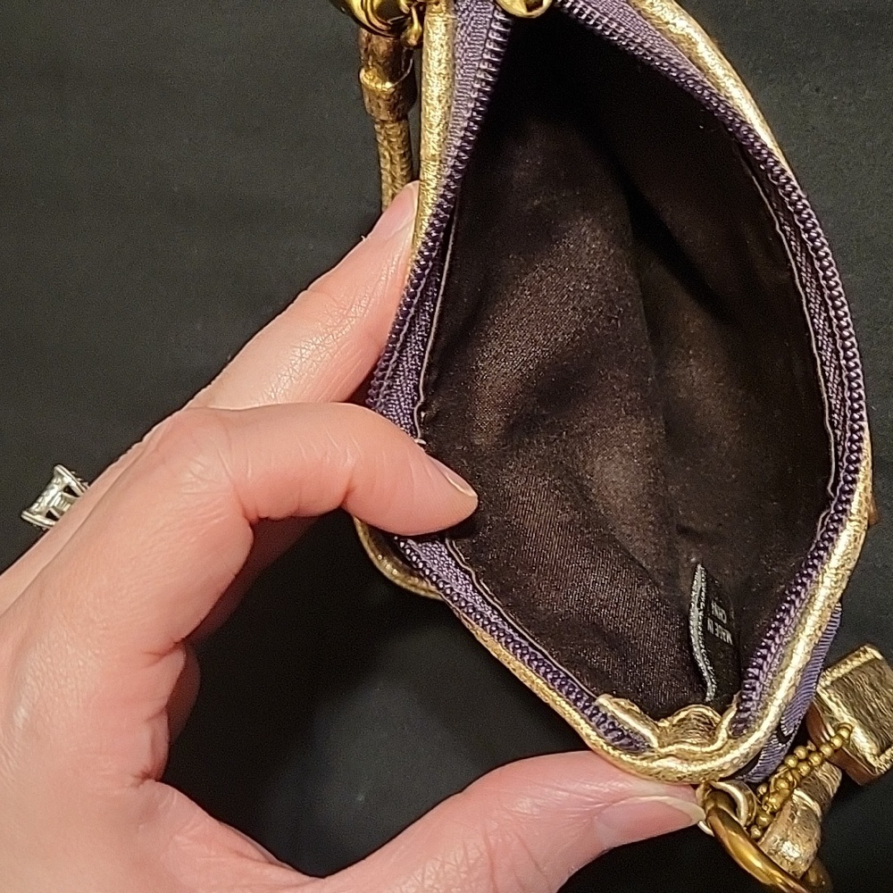 Coach Poppy Purple and Gold Signature Wristlet - Picture 12 of 13